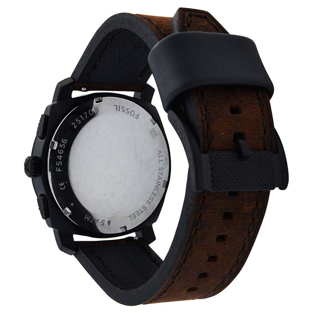Fossil Machine uhr für Herren, Chronographenwerk mit Edelstahl- oder Lederarmband, Schwarz und Braun, 42MM
