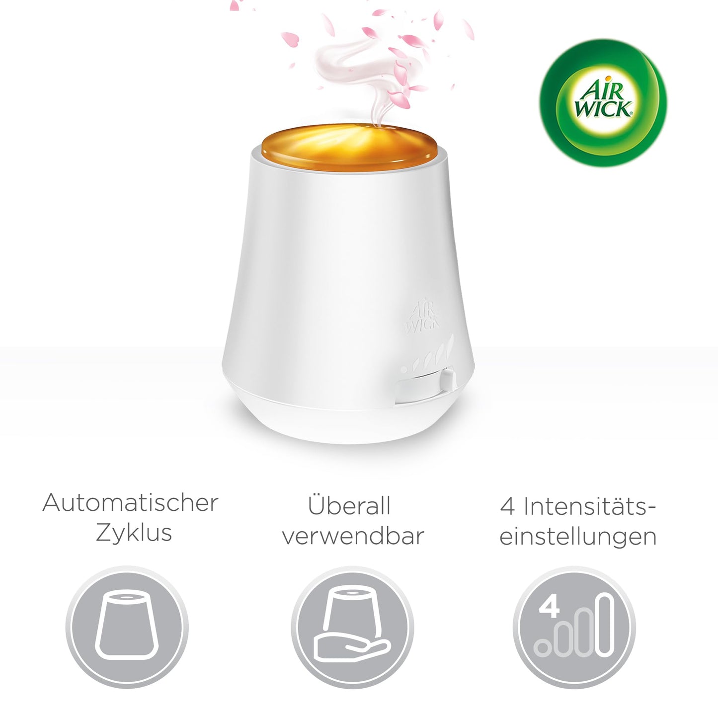 Air Wick Aroma-Öl Flakon Starter Set - Diffuser mit 2 Nachfüllern - Aromatherapie - Duft: Beruhigende Rose - Floraler Raumduft mit ätherischen Ölen - 2 x 20 ml Öl + Gerät in Weiß