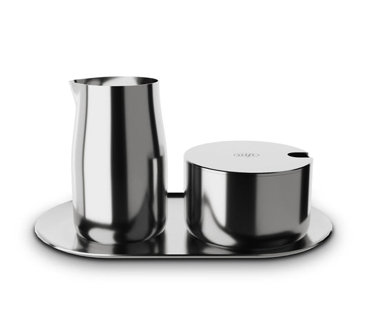 alfi MILK AND SUGAR SET, glänzend, hochwertiges Edelstahl-Milch- und Zuckerset, stilvolles Design, spülmaschinenfest, langlebig
