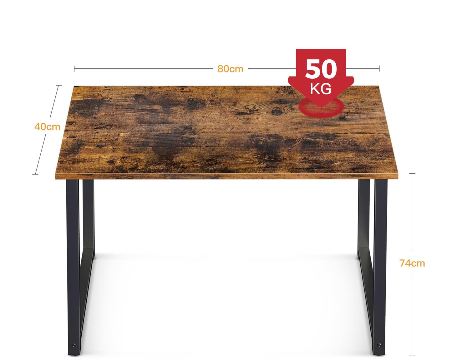 ODK Kleiner Schreibtisch 80 x 40 cm, Brauner Bürotisch mit Minimalistischem Design, Stabil für Homeoffice