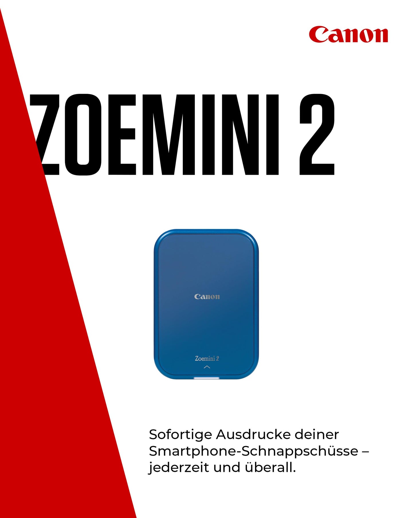Canon Zoemini 2 Mini Fotodrucker mobil tragbar unterwegs Hosentasche Printing KIT (Fotodruck 5x7,6 cm, Smartphone + Tablet, eingebauter Akku) Marineblau [+ 20er Zink Druck-Set + 10er Circle Sticker]