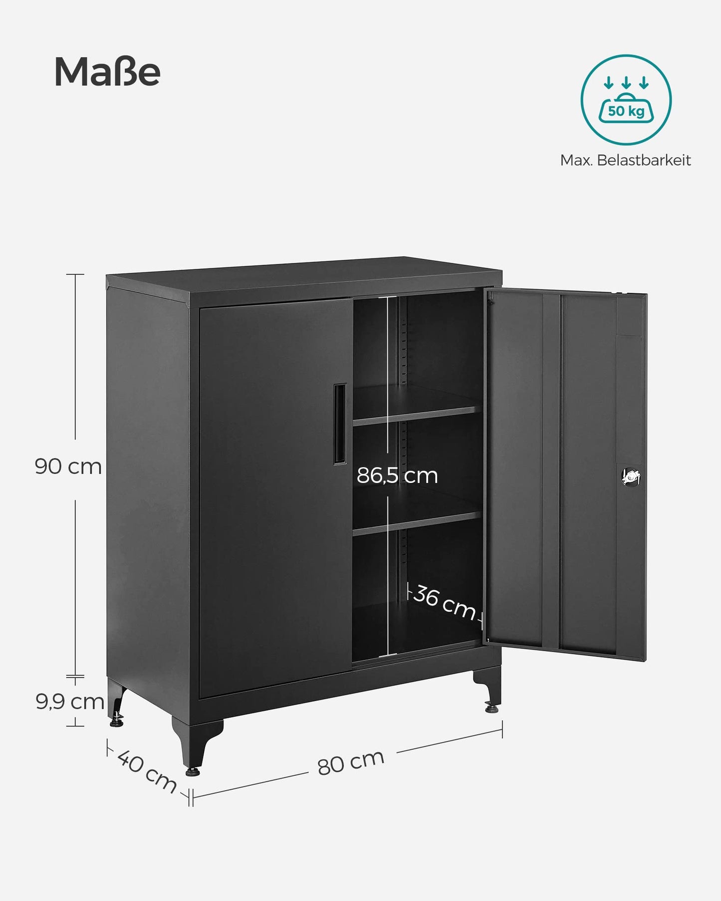 SONGMICS Aktenschrank, Mehrzweckschrank, Büroschrank mit 2 Türen