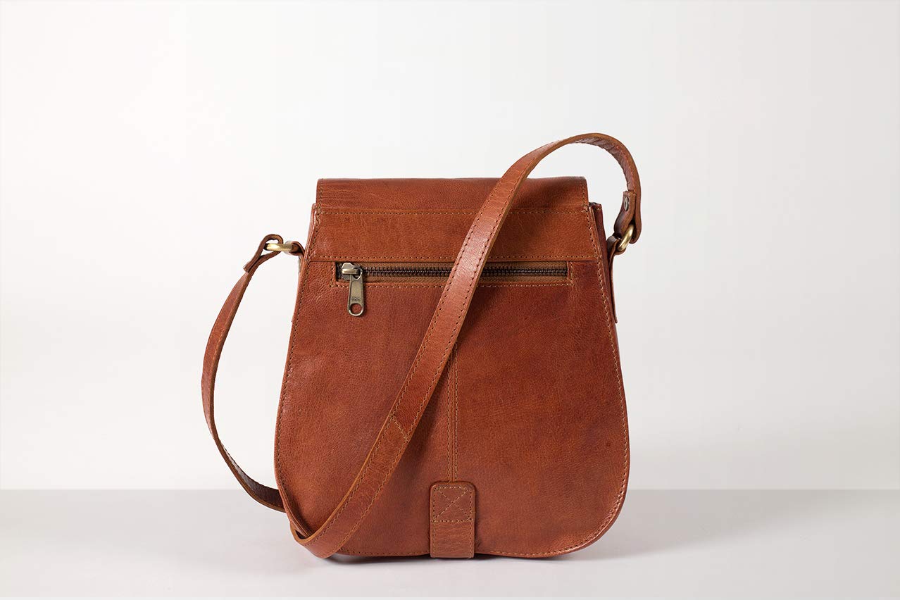 Holzrichter Berlin Umhängetasche No 5-1 (M) - Vintage Hobo Leder-Handtasche & Schultertasche, Damen & Herren - Cognac-Braun