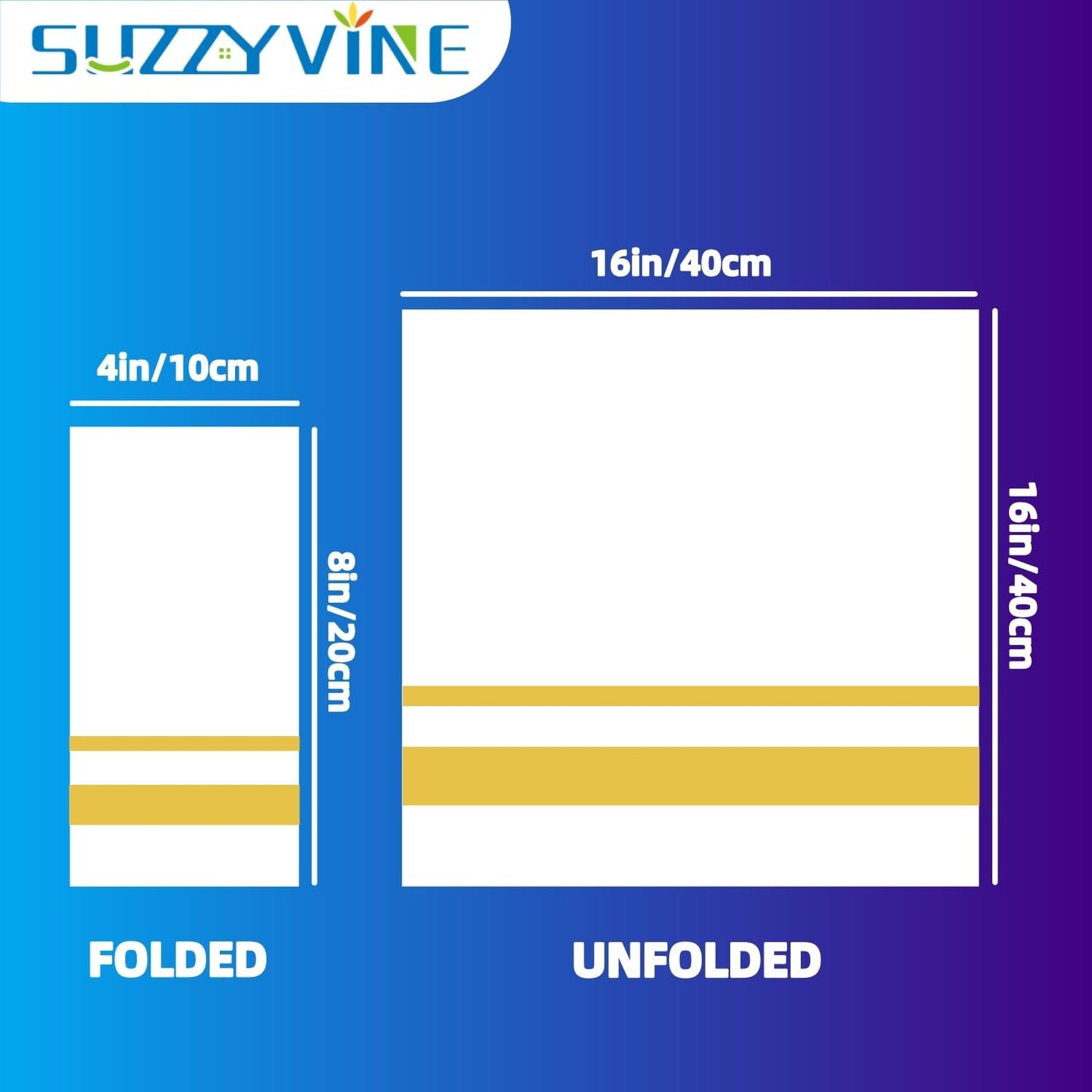 SUZZYVINE Goldene Einweg-Servietten mit integrierter Bestecktasche, Stoffähnliche Lunch-Servietten für Hochzeit, Party, Leinen-Gefühl, 50 Stück, 40,6 x 40,6 cm