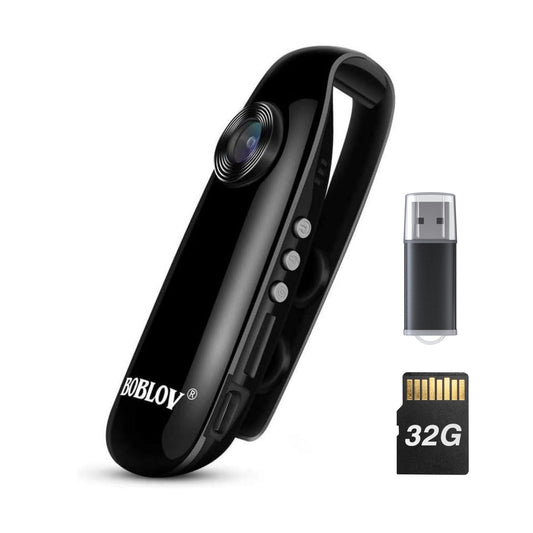 BOBLOV 007 Mini Kamera, 1080P Full HD Bodycam, Körperkamera, Camcorder Für Polizei/Motorrad/Fahrrad/Sport (007 mit 32GB TF Karte)