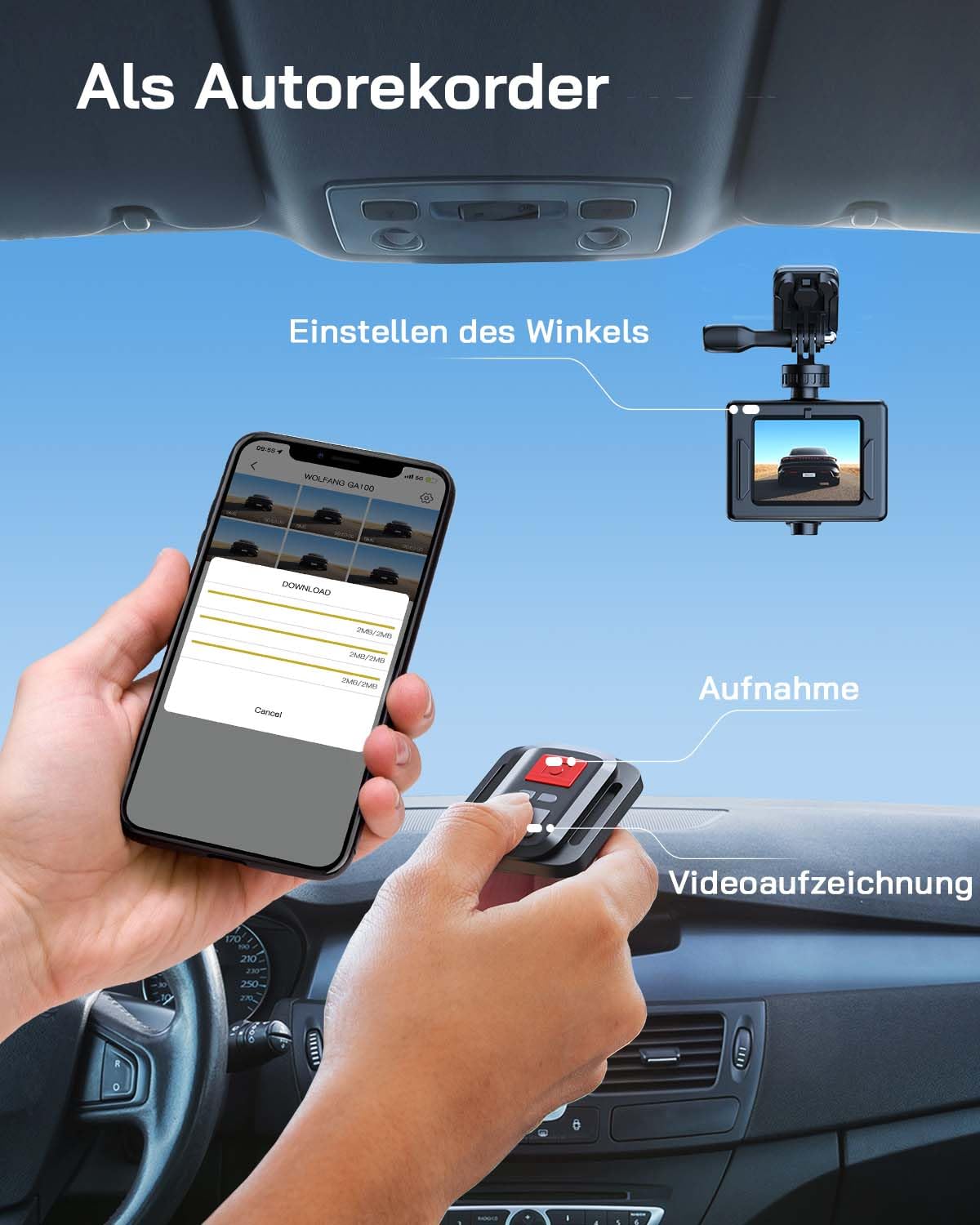 WOLFANG GA100 Action Cam 4K 20MP Unterwasserkamera WiFi 40M wasserdichte EIS Bildstabilisator Helmkamera 170°Weitwinkel Camcorder (Externem Mikrofon, 2.4G Fernbedienung, 2 Akkus und Zubehör Kit)
