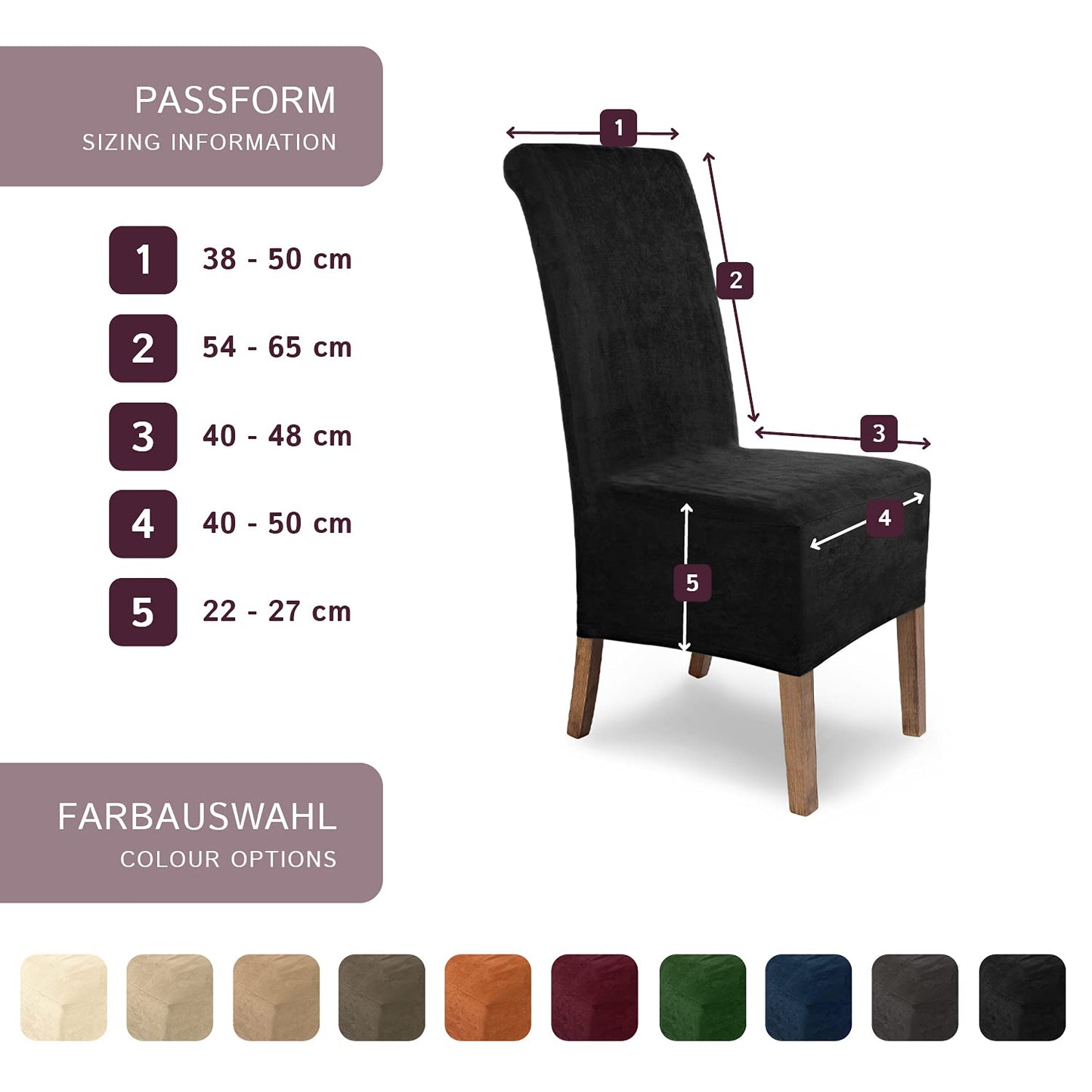 SCHEFFLER-Home Stuhlhussen 2er Set Leon Schwarz/elastische Wildleder Hussen für Stühle/Robustes Freischwinger Hussen Set/Stuhlhussen Stretch & Lederoptik/Stuhl Hussen waschbar