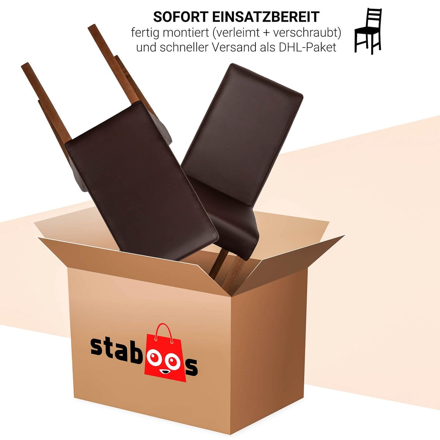 Staboos CH22 Esszimmerstuhle 2er Set Holz Stuhl bis 120 kg - Fertig montiert - Polsterstuhl aus massiv Holz Buche (Nussbaum - Braun)