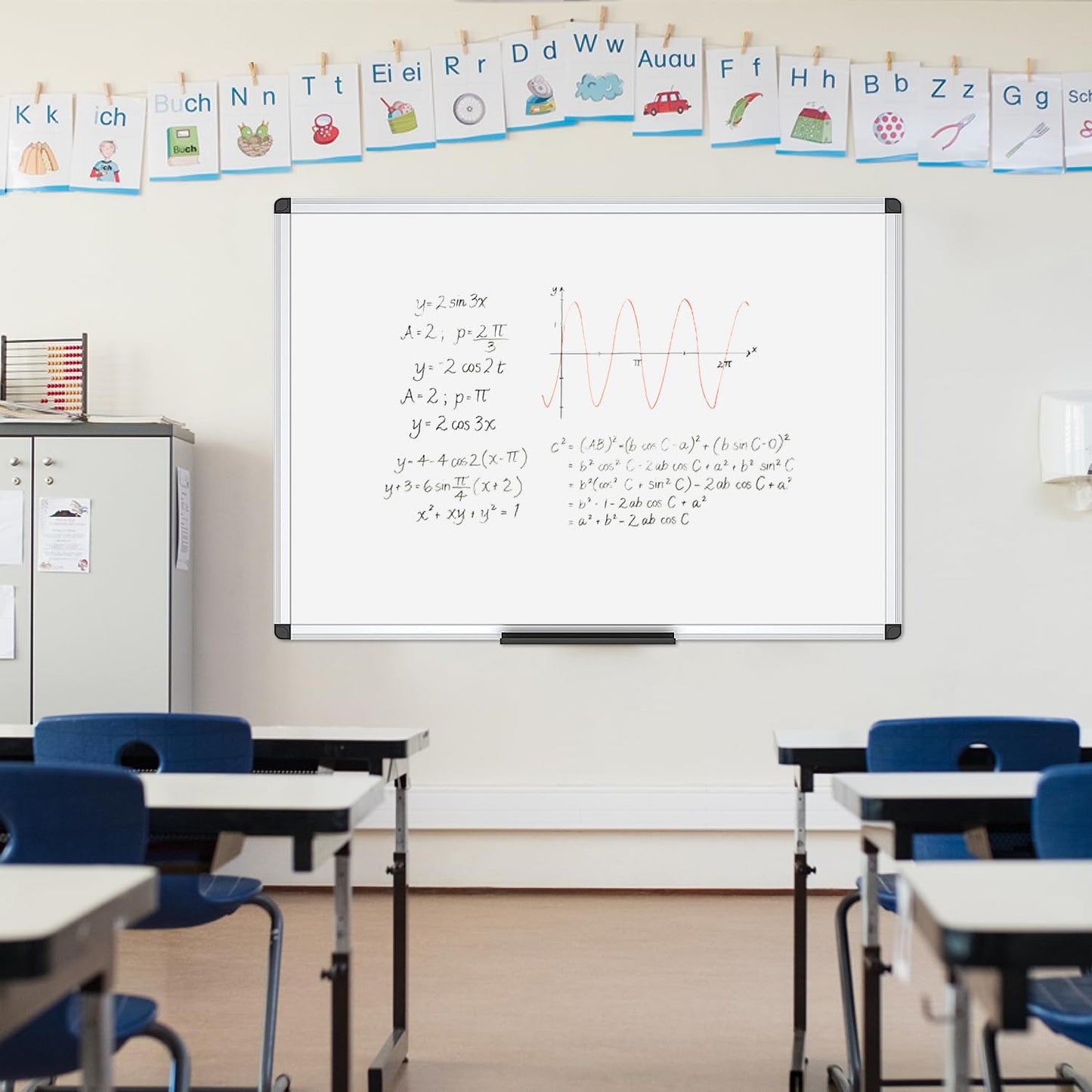 VIZ-PRO Magnetisches Whiteboard 120 x 90 cm Trocken abwischbare Tafel für Zuhause Küche Büro Wandtafeln
