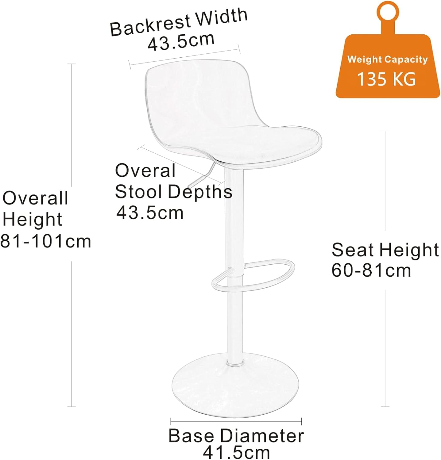 YOUNIKE Barhocker Weiß Barstühle 2er Set, Bar Stool Höhenverstellbar Drehstuhl, Küchenstühle Tresenstuhl mit Rückenlehne, Hohe Barhocker für Bartheke Küche