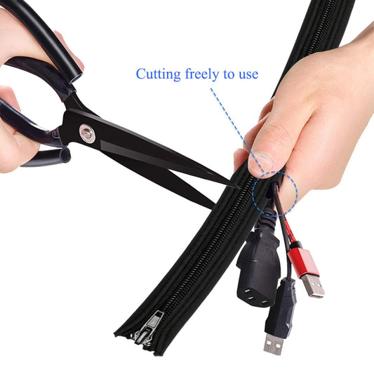 Teskyer 4 Stück Kabelschlauch mit Reißverschluss, Durchmesser 30 mm Kabelschlauch Schwarz (0,38 m/1,5 m)