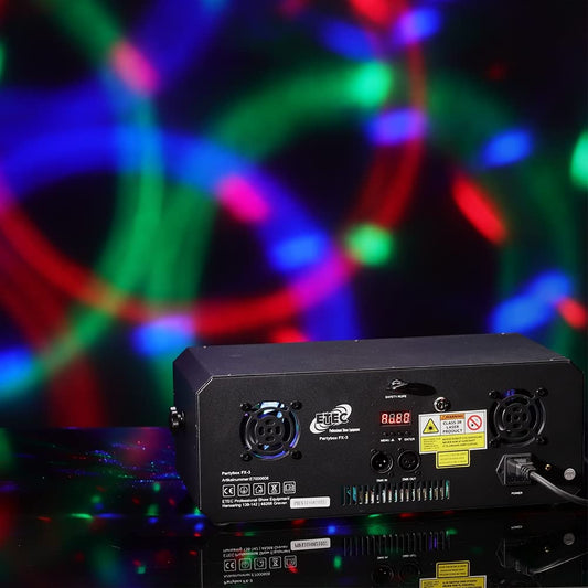 ETEC Professional LED Partybox FX-3 DMX Derby Magic Ball Stroboskop Moonflower DJ Effekt Disco Wash Jelly Astro Ball Veranstaltung Bühnenbeleuchtung Party Show Farbmischung
