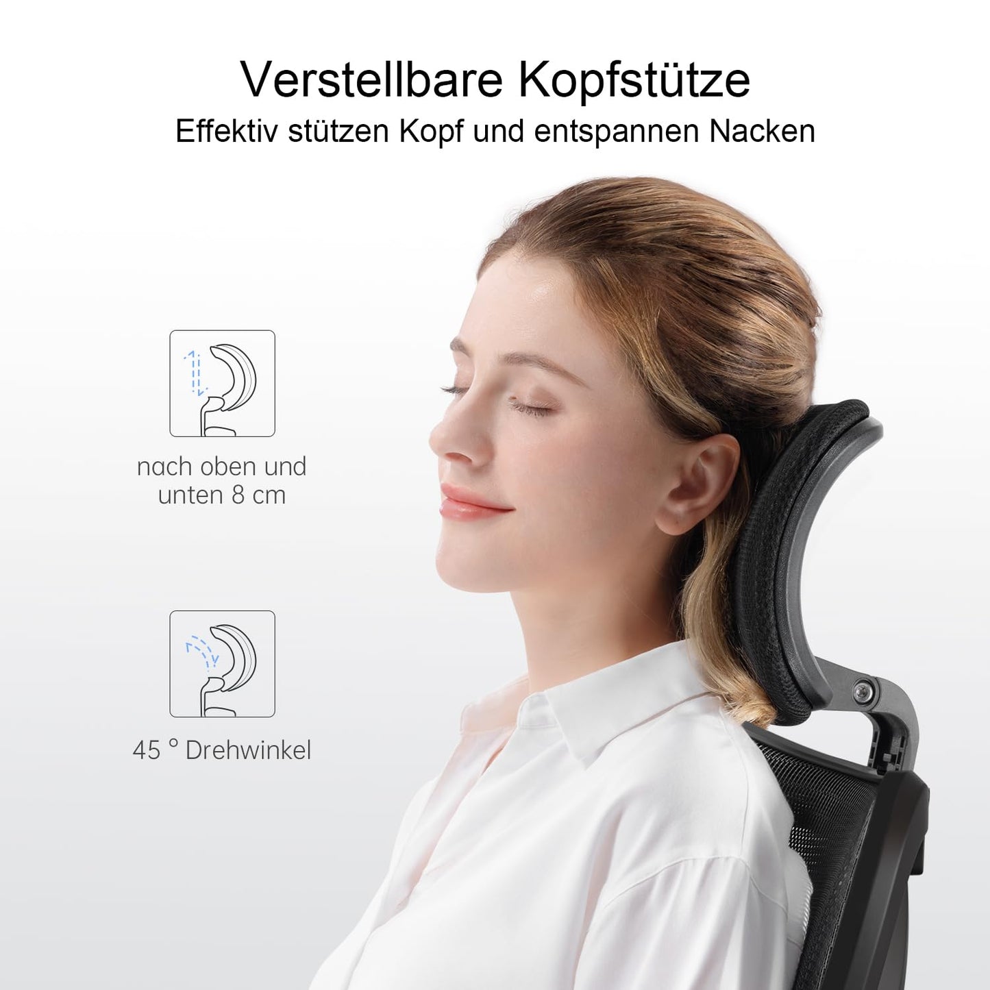 SIHOO Bürostuhl Ergonomischer Schreibtischstuhl, Drehstuhl hat Verstellbarer Lordosenstütze, Kopfstütze und Armlehne, Höhenverstellung und Wippfunktion, Rückenschonend, Bis 150kg/330LB Belastbar
