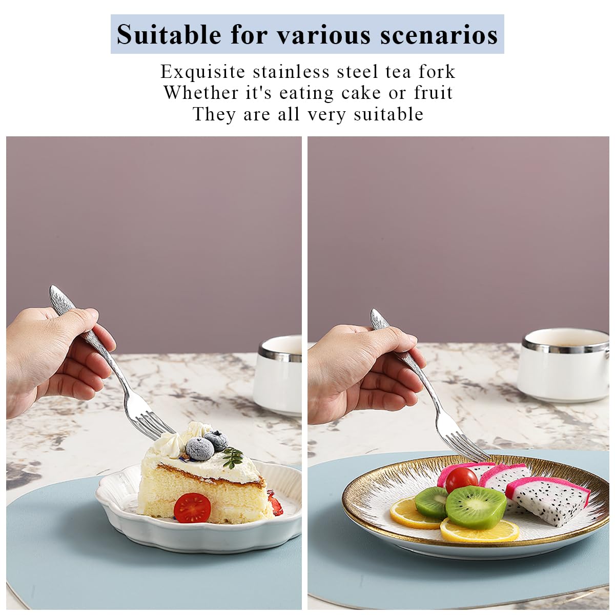 Kyraton Dessertgabeln 12 Stück 14cm, Edelstahl Gebäck Gabeln Set, Obst Gabeln, Mini Kuchen Gabeln, Vorspeise Gabeln für Haus, Hochzeit, Party, Café, spülmaschinenfest
