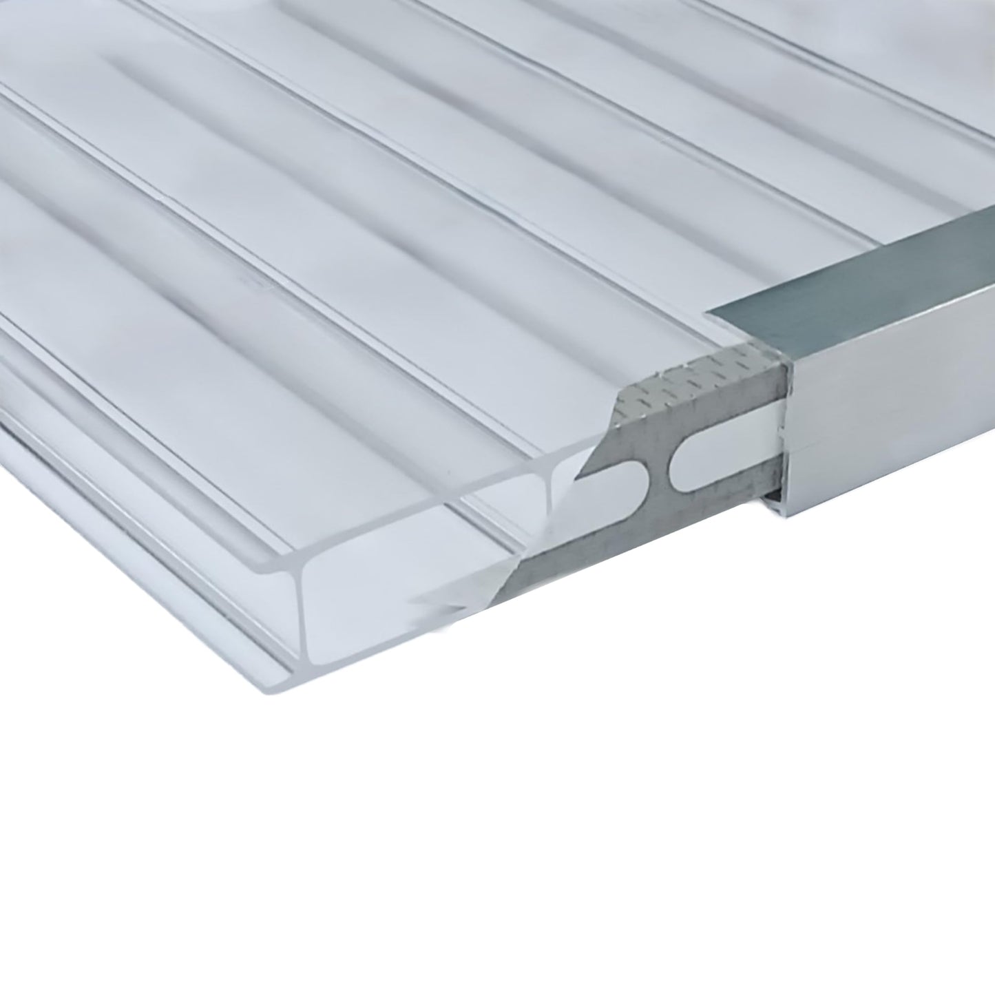 Alu-Abschlussprofil für Stegplatten aus XT PC PMMA Acrylglas Aluminium U-Profil mit Tropfkante (Stärke 16mm - Länge 980mm)