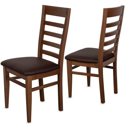 Staboos CH62 Esszimmerstuhle 2er Set Holz Stuhl bis 150 kg - Fertig montiert - Küchenstuhl gepolstert - massiv Holz Buche (Nussbaum - Braun)