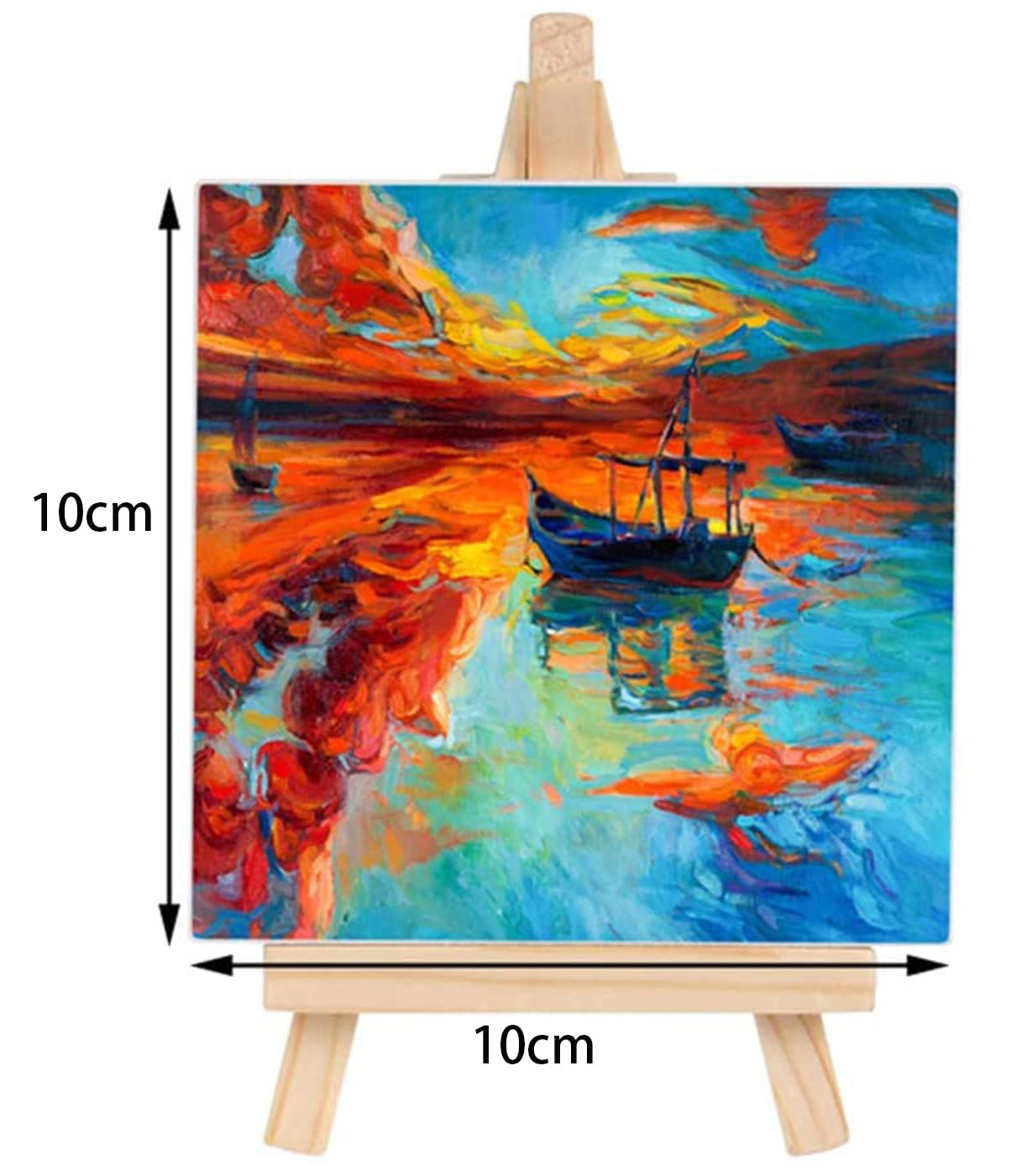 9 Stück Mini Leinwand mit Mini Staffelei, Mini Holz Dekoration Staffelei Kleine Holz Dreieck Staffelei für Display, Fotos, Visitenkarten, Fotoalben, Poster Foto Memo, Malhandwerk