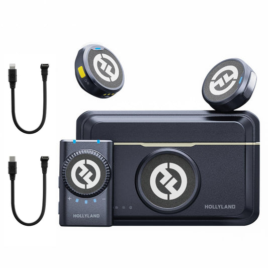 Hollyland Lark M2 Wireless Lavalier Mikrofon (2TX+1RX) für Kamera, iPhone, Android, PC, 48kHz/24 bit Hi-Fi Audio 40H Dauer 300m Reichweite, ENC Antischall Ansteckmikrofon kabellos für Vlog YouTube