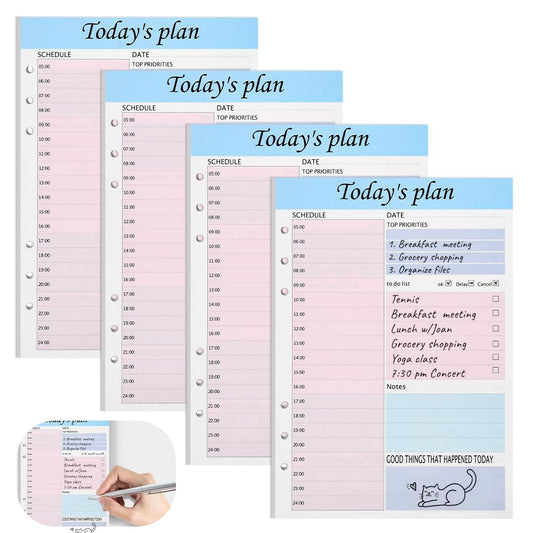 HEKOBAG 200 Blätter A5 To Do Liste Nachfüllpapier Tagesplaner Block A5 Aufgabenblock Notizblock To Do Liste 6 Löcher Wochenplaner Block A5 Daily Planner Block für Büro Schule