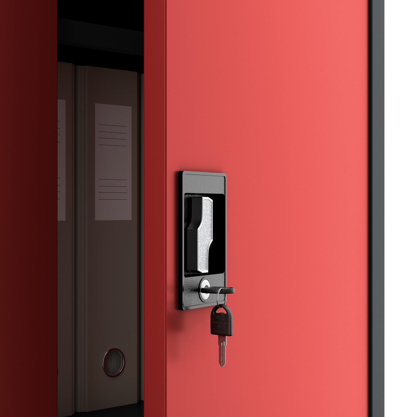 Jan Nowak Metallschrank Jan II 185 x 115 x 40 cm - Aktenschrank abschließbar mit 2 Türen, Mehrzweckschrank mit 5 Ebenen, Büroschrank aus Stahlschrank mit Pulverbeschichtung - Anthrazit-Rot