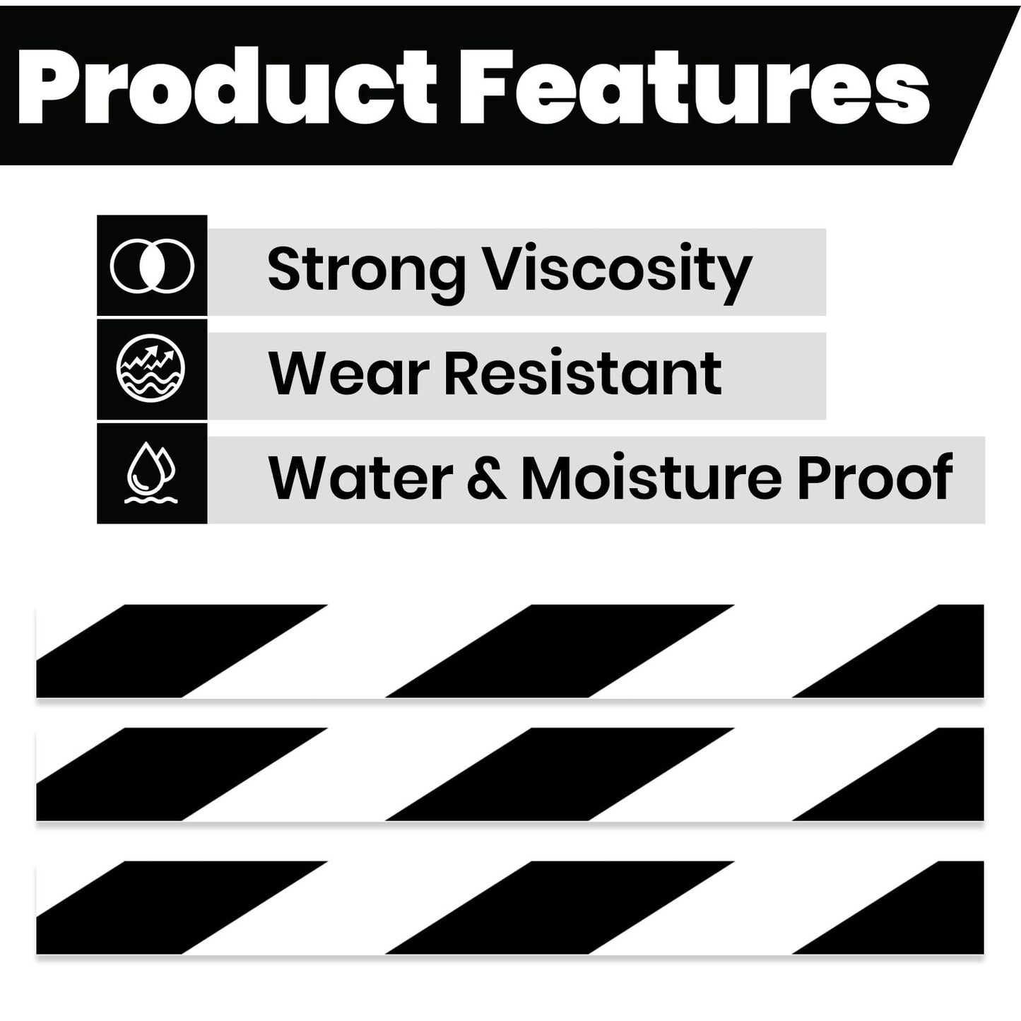 ADHES Wasserdicht Warnband, Selbstklebend Warnklebeband, PVC Absperrband, Boden Markierungsband, Sicherheitsband Zur Kennzeichnung Von Gefahrenzonen, Schwarz und weiß, 50mmx32m