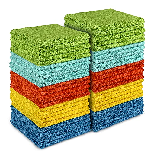 AIDEA Mikrofaser Reinigungstücher 50er Set hellblau fusselfrei Putztücher für Küche Fenster und Haushalt 30x30 cm