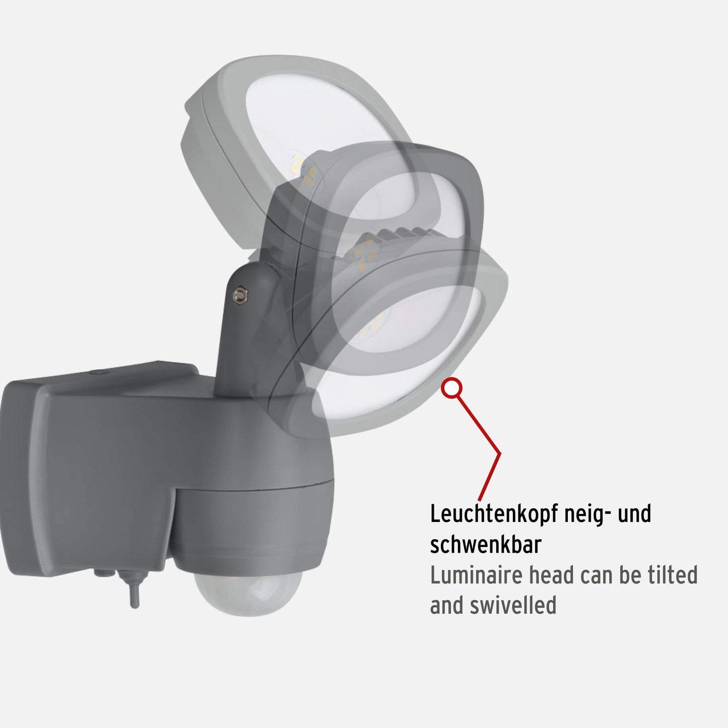 Brennenstuhl Batterie LED Strahler LUFOS/Kabelloser LED Außen-Strahler mit Batterie und Bewegungsmelder (Fluter batteriebetrieben mit 4 hochwertigen Marken LEDs, 210 Lumen, für außen IP44)