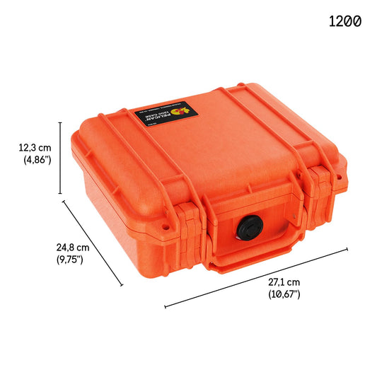 PELI 1200 Koffer zum Schutz Empfindlicher Ausrüsung, IP67 Wasser- und Staubdicht, 4L Volumen, Mit Schaumstoffeinlage (Anpassbar), Orange