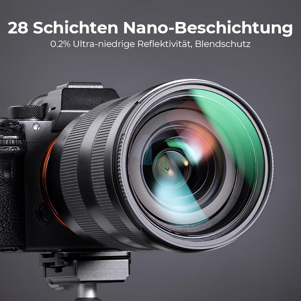 K&F Concept Nano X-Serie UV Filter 58mm Schott-Glas B270 28 Schichten MC Super Slim Schutzfilter Ultraviolett-Filter