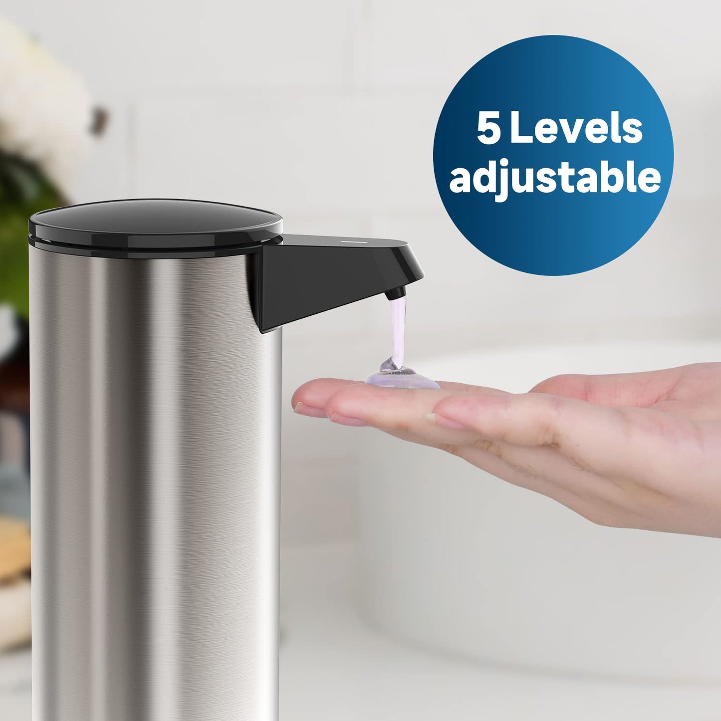 AIKE Seifenspender Automatisch Edelstahl mit Sensor Infrarot, 280ml Berührungsloser Automatischer Seifenspender USB-Aufladung