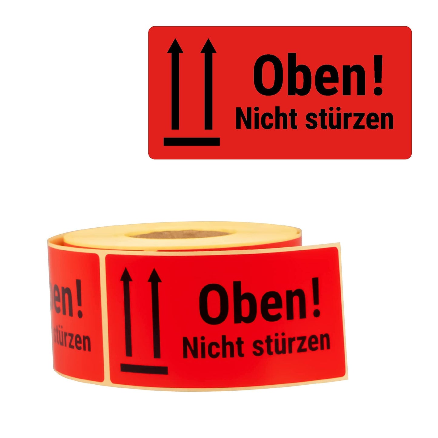 MDlabels Warnetiketten auf rolle 100x50mm – 500 – Oben Nicht stürzen- Not to be dropped - 500 Versandaufkleber - für Versand von Paketen, Briefen, Päckchen und für Umzüge