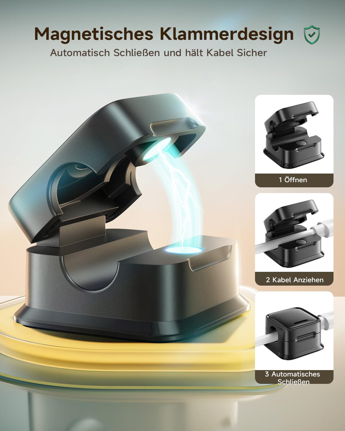 smofish Kabelhalter Kabelclips Kabel Management, 8 Pack Magnetische Schreibtisch Kabel Organizer, Stark Haftende Draht Ladegerät Halter für Nachttisch, Küchengeräte