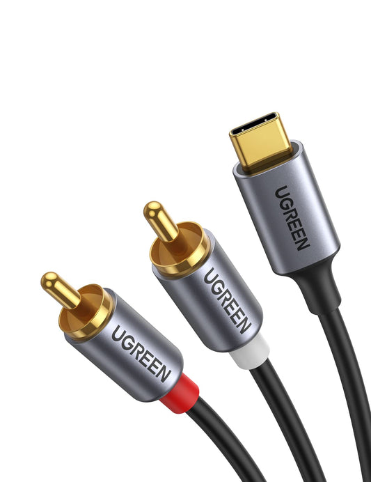 UGREEN USB C auf Cinch Audio Kabel Type C auf 2RCA Stereo Adapterkabel kompatibel mit iphone 16 Serie, Huawei P60/50/40, Galaxy S24 Ultra/S24+/S24, iPad Pro/Air, MacBook Pro, Mac mini M4(1,5m)