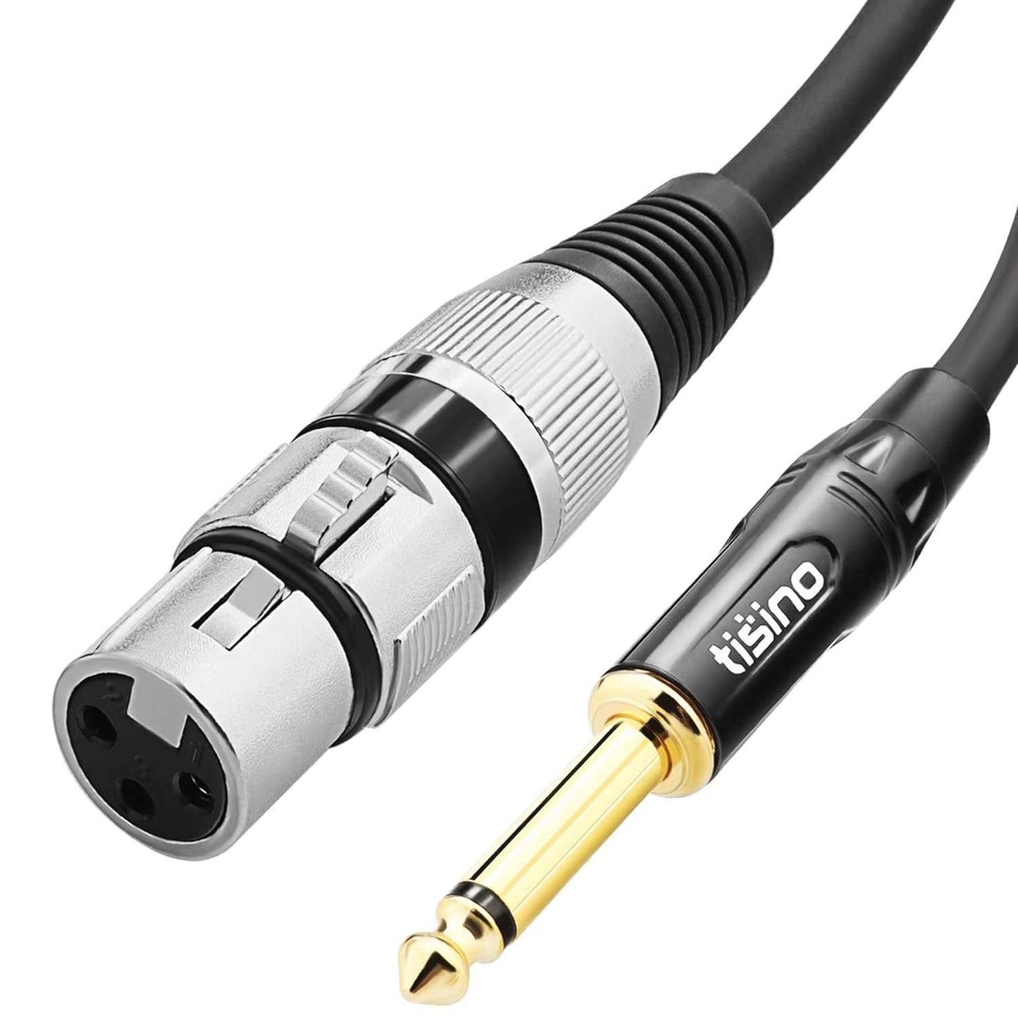 Tisino Female XLR auf 1/4 (6,35 mm) TS Mono Jack Unsymmetrisches Mikrofonkabel Mikrofonkabel für dynamisches Mikrofon - 2 Meters