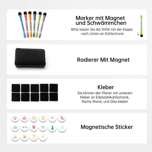 MCCORL Magnetisch Monatsplaner/Wochenplaner abwischbar, Magnettafel für Kühlschrank, Whiteboard Kalender, perfekt als TO DO Liste, Aufgabenplaner and Memoboard auf Deutsch-42×28cm