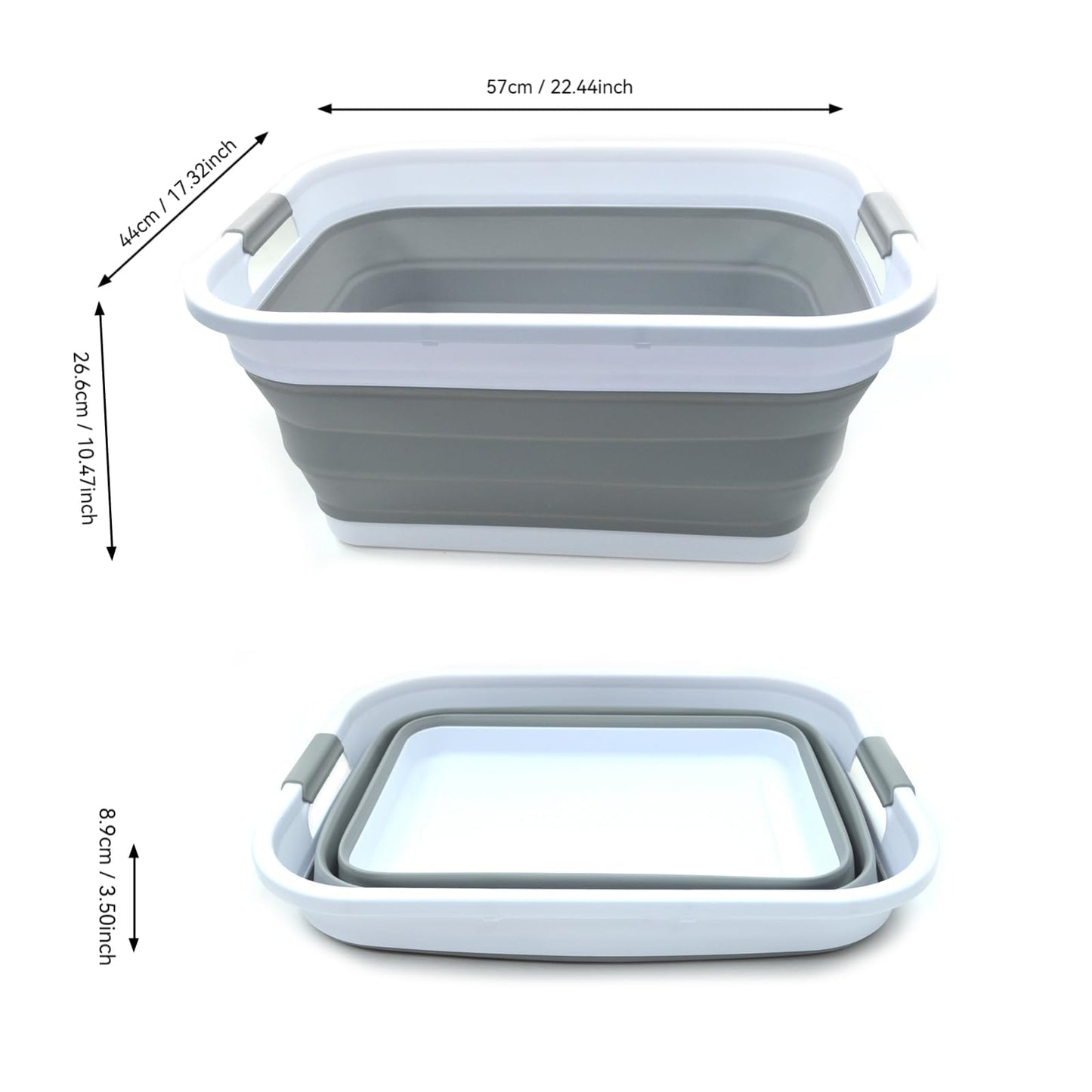 SAMMART 41L Collapsible Plastic Laundry Basket - Foldable Pop Up Storage Container/Organizer - Portable Washing Tub - Space Saving Hamper/Basket (Grau)
