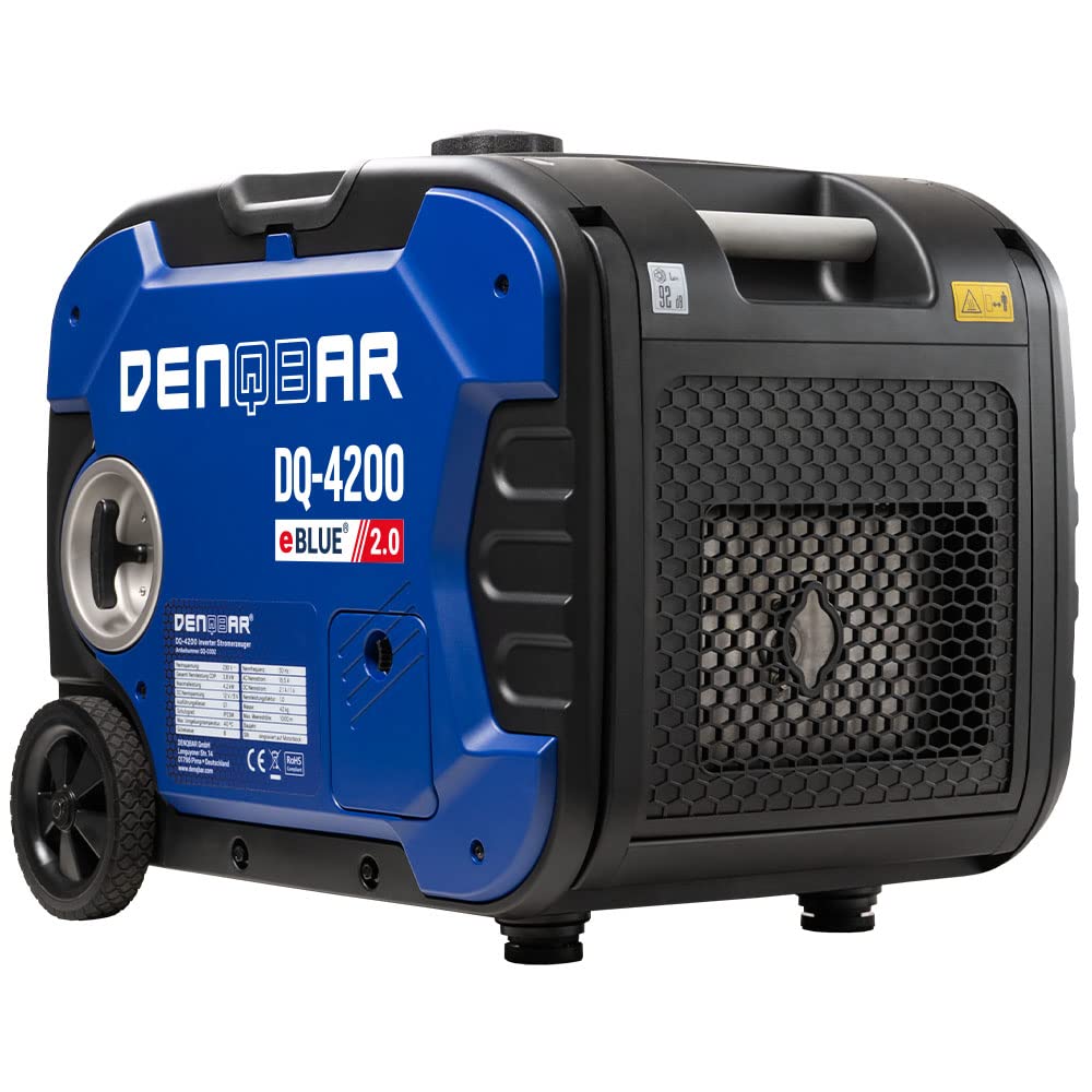 Denqbar Inverter Stromgenerator DQ-4200 4200W, Benzin Stromerzeuger mit 230V, Rädern, USB Fast-Load, Superleise, 4-Takt Motor, tragbar - Für Camping, Garage, Baustelle, Wohnmobil und Notstromaggregat