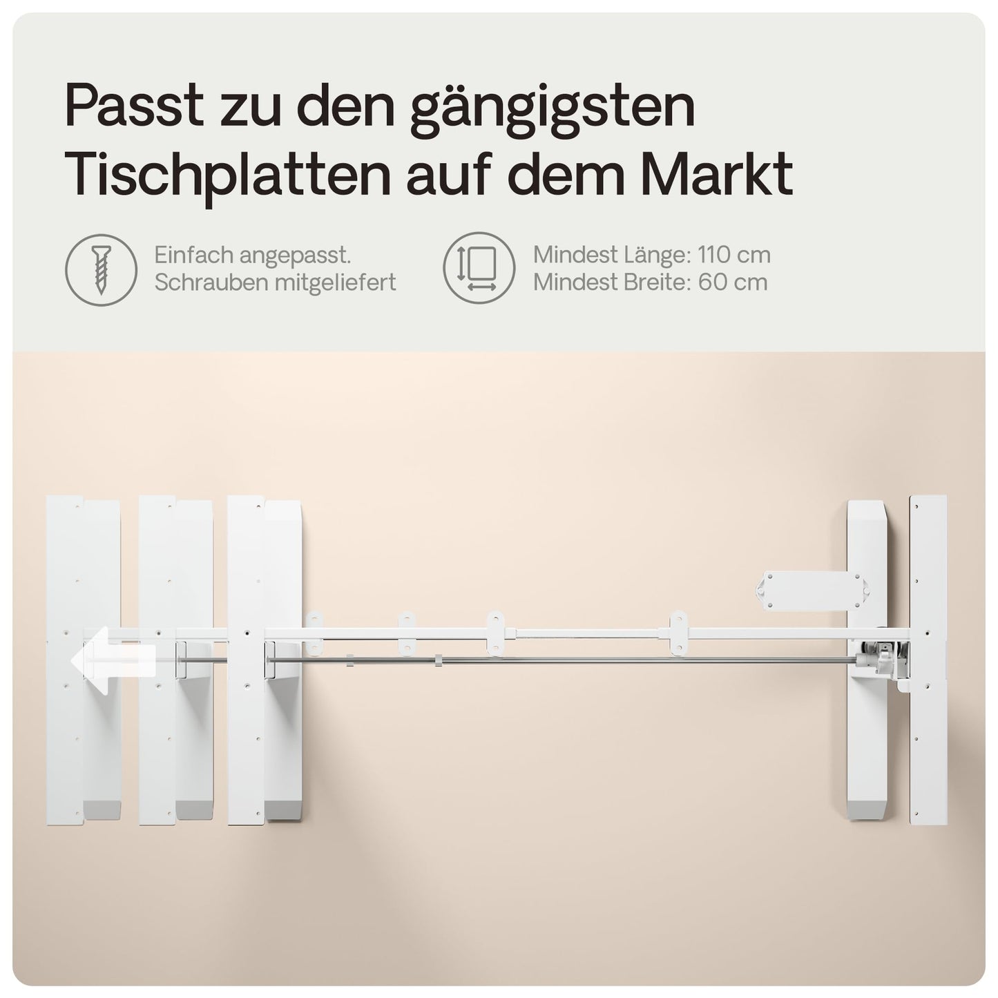 Desktronic Höhenverstellbarer Schreibtisch - Stehpult Tischgestell Elektrisch mit Touchscreen + Ladeanschlüssen - Höhenverstellbar