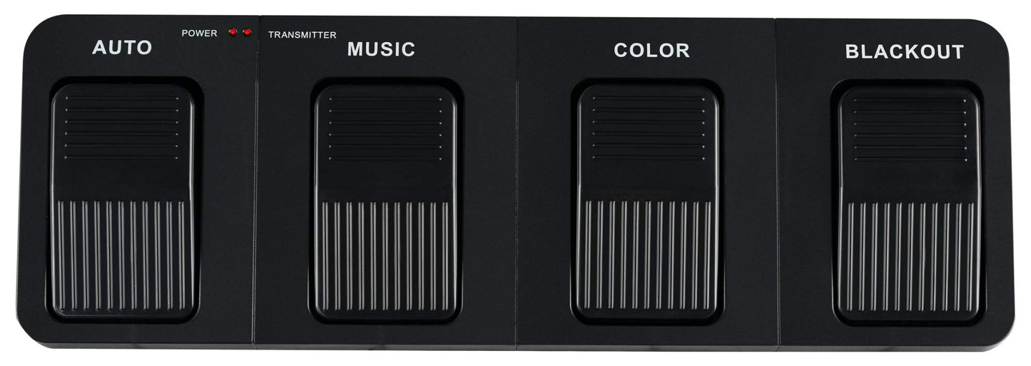 Showlite LB-427 LED RGB Lichtanlage - vier PAR-Spots mit je 3 St. 9W LEDs - steuerbar via DMX 512, Wireless-Fußpedal oder manuell, inkl. Transporttasche und Fußfernsteuerung