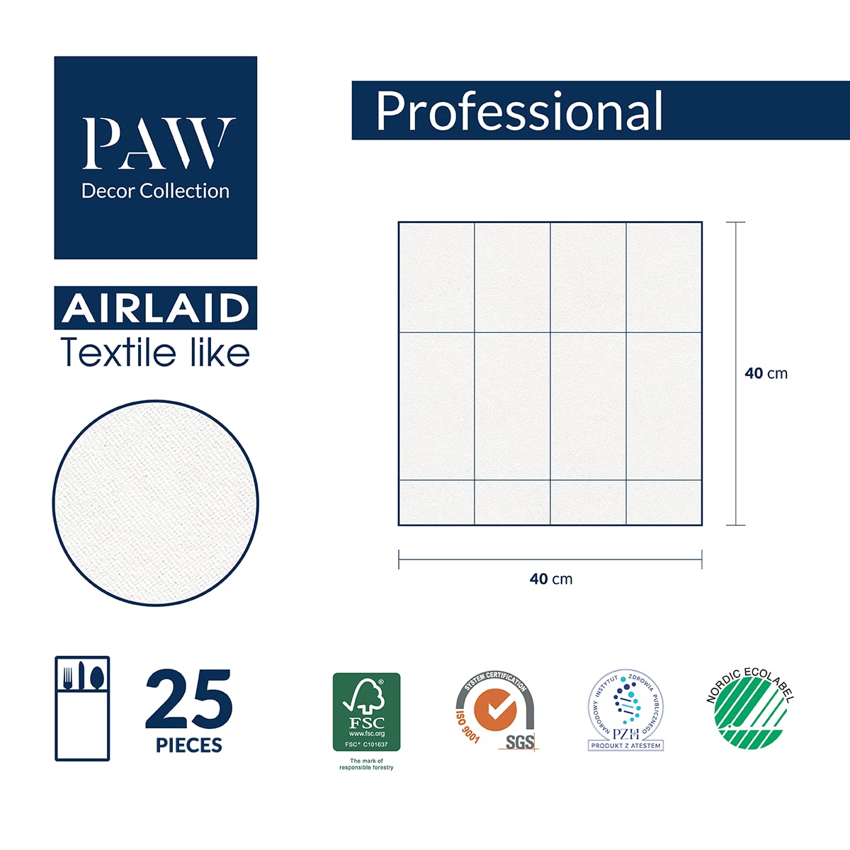 PAW - Servietten aus Airlaid - Stoffähnlich (1/8 pocket) I 25 Stück I Ideal für Hochzeit, Taufe, Kommunion, Geburtstag I Stoffservietten - Blumen, Volkstümlich I Farbe: Folk Flowers