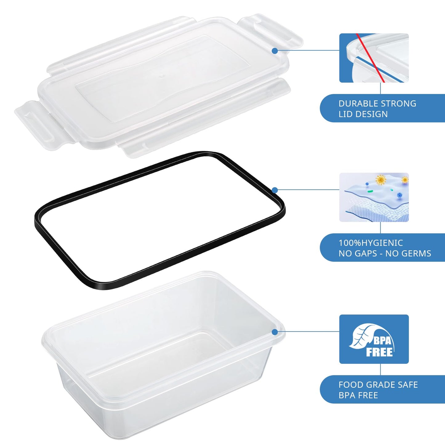 Hibisaws 12er Frischhaltedosen mit Deckel, Gefrierdosen, Essensboxen, BPA-frei Und 100% Luftdicht, Transparent, 6 x1 L & 6 x 0.5 L, meal prep boxen