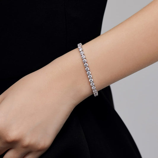 jiamiaoi Tennis Armband Damen Weiße Gold Armband Damen Sterling Silber Armband Damen Diamant Tennis Armband Sterling Silber Diamant Armband Glitzer Zirkonia Armband für Damen 16.51cm