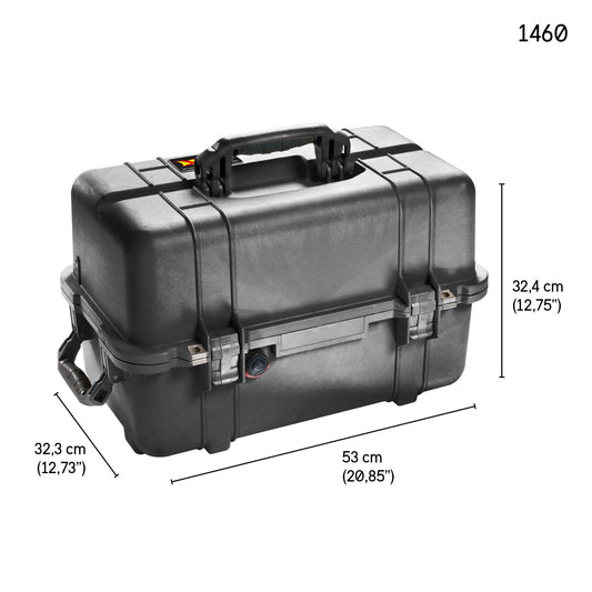 PELI 1460 Stabiler Transportkoffer, IP67 Wasser- und Staubdicht, 33L Volumen, Mit Schaumstoffeinlage (Anpassbar), Schwarz
