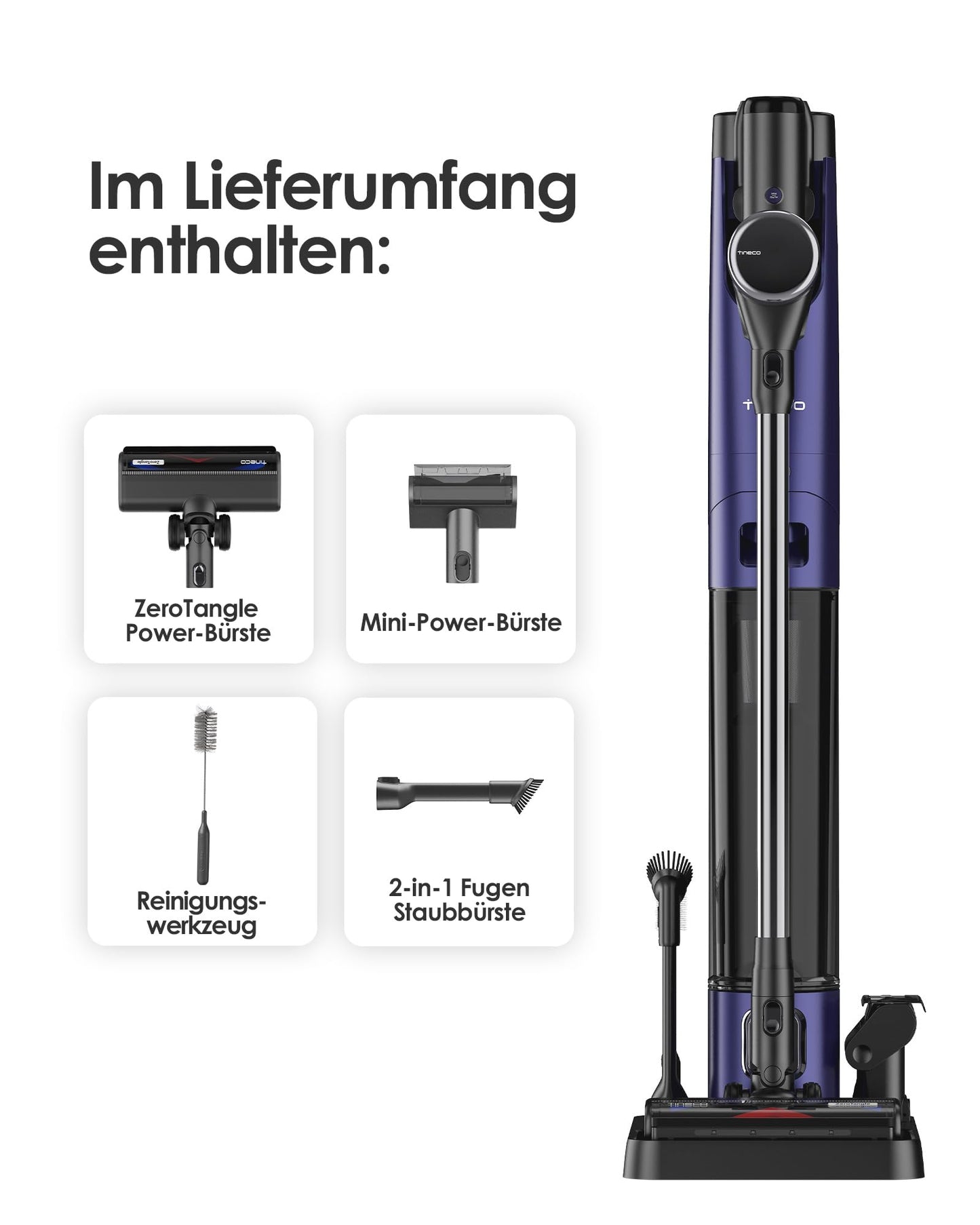 Tineco Pure ONE Station Pet Akku Staubsauger mit 3L Staubbeutel, Kabellos Staubsauger 65 min Laufzeit Stielstaubsauger Starke Saugleistung 1,22kg Gewicht für Hartboden, Teppich, Tierhaare