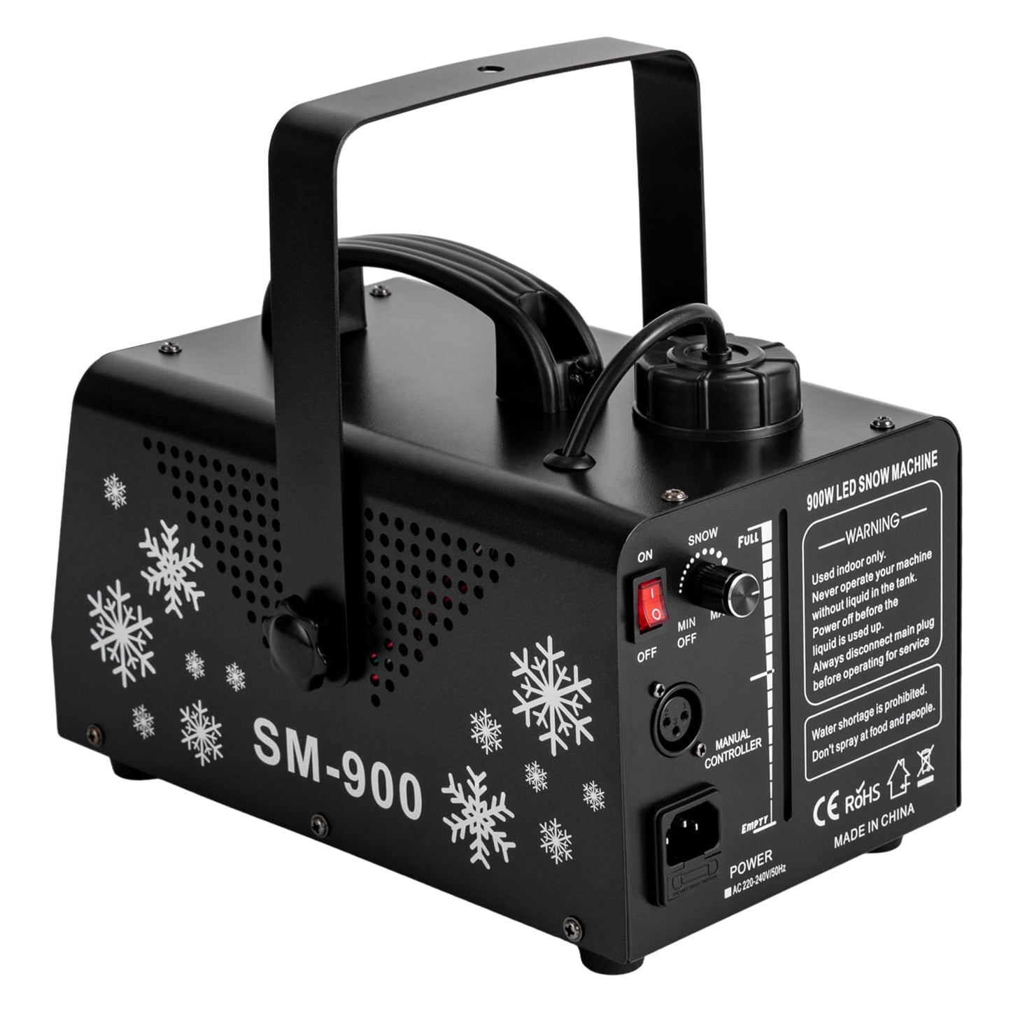 900W Schneemaschine Schneekanone mit 12 LED RGB Lichtern und 3 Beleuchtungsmodi, Weiße Schneeflocken Maschine mit Fernbedienungen für Halloween, Weihnachten, Hochzeit, Partys