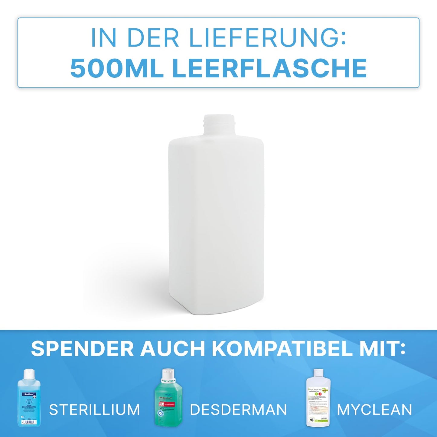 1x ARNOMED Desinfektionsspender Aluminium, Seifenspender für 500ml, kurzer Armhebel, Seifenspender zur Wandbefestigung, Eurospender für Desinfektionsmittel, Soap Dispenser, Desinfektionsmittelspender