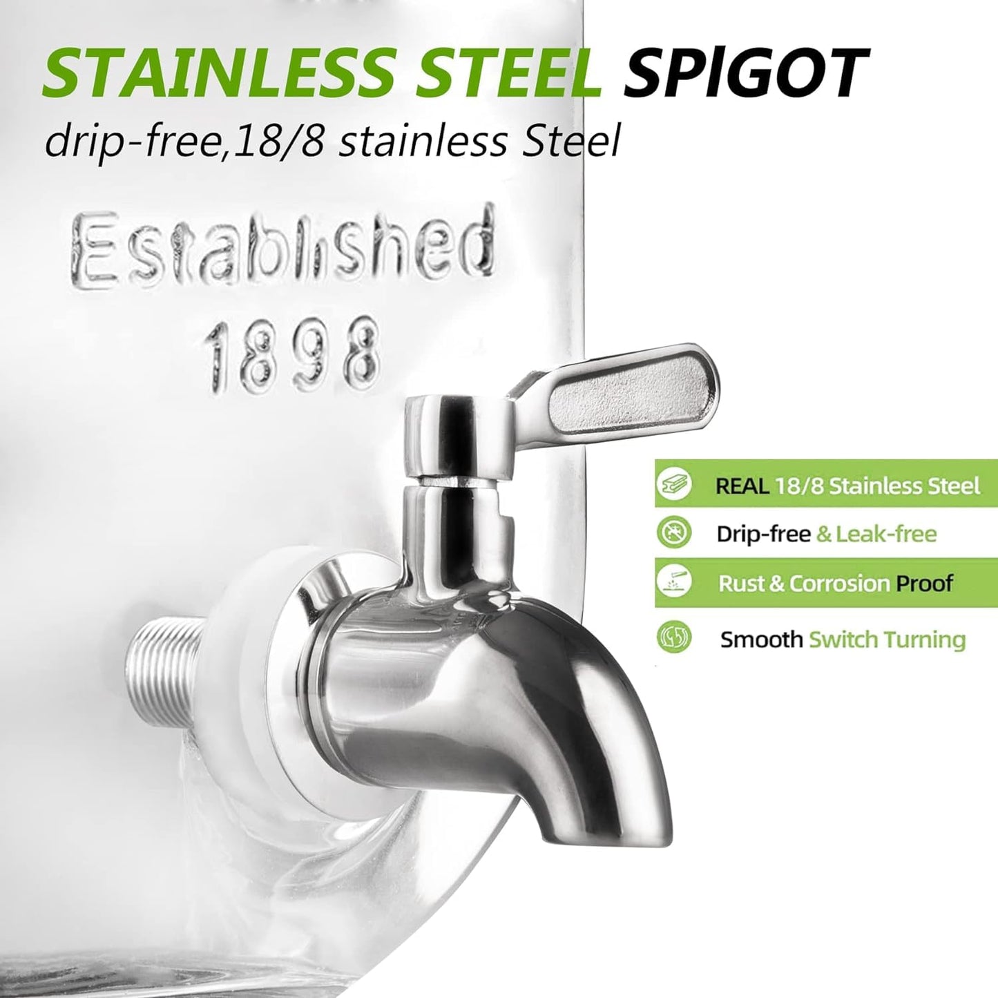 Deefongo 2 x 4L Glas-Getränkespender mit Ständer, Getränkespender, Glas-Wasser-Saft-Spender mit Hahn für geeiste Säfte, Wasser, hausgemachte Getränke, Partys, Hochzeiten