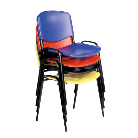 Topsit Büro & More 4er Set Besucherstühle, stapelbarer Konferenzstuhl, mit Sitz und Rückenlehne aus Kunststoff. (Blau)