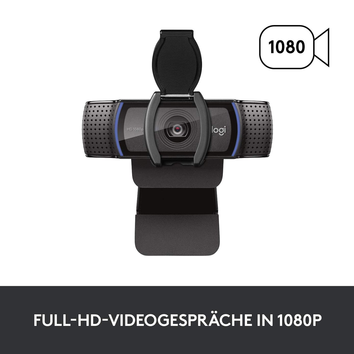 Logitech C920s HD PRO Webcam, Full-HD 1080p, 78° Blickfeld, Autofokus, Belichtungskorrektur, USB-Anschluss, Abdeckblende, Für Skype, FaceTime, Hangouts, etc.,PC/Mac/ChromeOS/Android/Xbox One, Schwarz