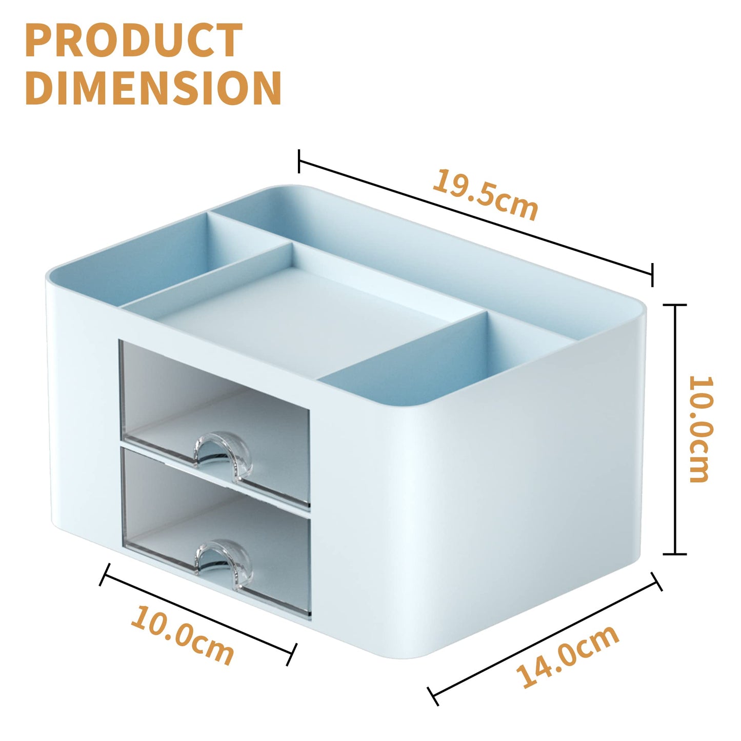 Marbrasse Schreibtisch Organizer mit Schubladen,Multifunktional Stiftehalter Schreibtisch mit 7 Fächer 2 Schubladen,Büro Organizer Schreibtisch und Zubehör (Blau)